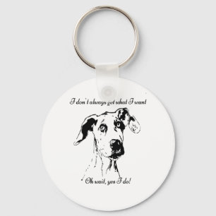 Funny Great Dane verwöhnt Hunde Humor Zitat Schlüsselanhänger