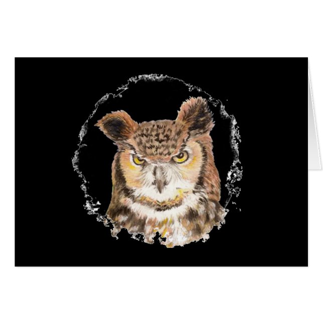 Funny Great Horned Owl Peeking bei dir (Vorderseite (Horizontal))