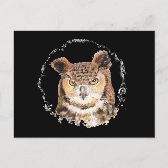 Funny Great Horned Owl Peeking bei dir Postkarte (Vorderseite)