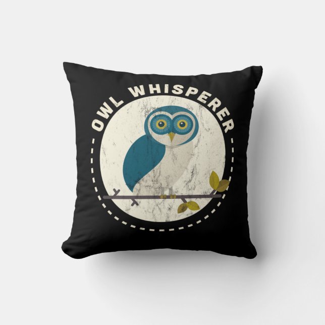 Funny Great Horned Owl Whisperer Bird Watching Gif Kissen (Vorderseite)