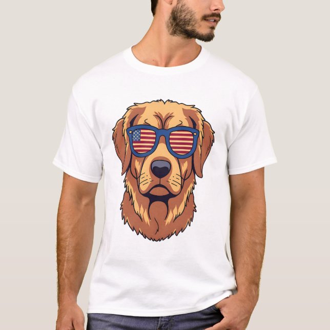 Funny Great Pyrenäen / Golden Retriever Merica T-Shirt (Vorderseite)