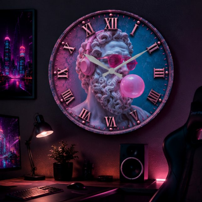 Funny Greek Philosopher Bubble Gum  Große Wanduhr (Von Creator hochgeladen)