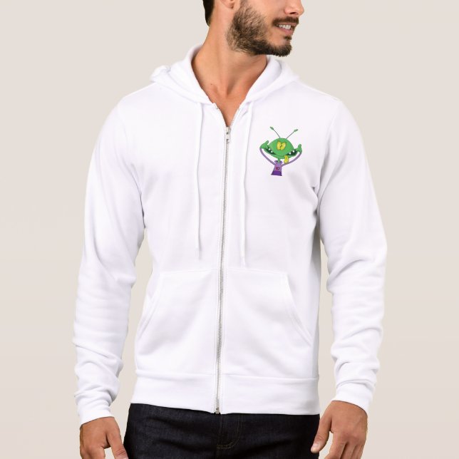 Funny Green Alien Making Silly Face Hoodie (Vorderseite)