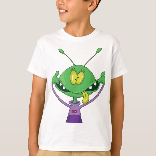 Funny Green Alien Making Silly Face T-Shirt (Vorderseite)