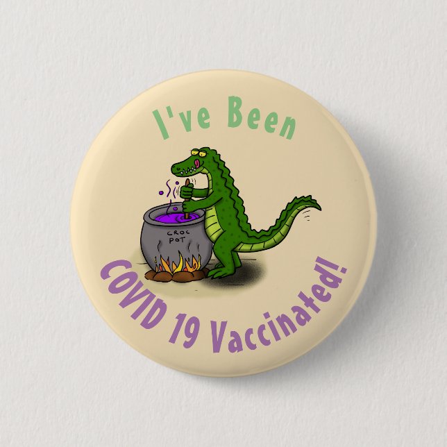Funny Green Alligator Koch Cartoon Button (Vorderseite)