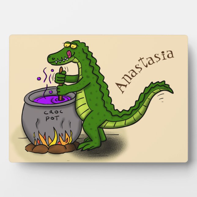 Funny Green Alligator Koch Cartoon Fotoplatte (Vorderseite)