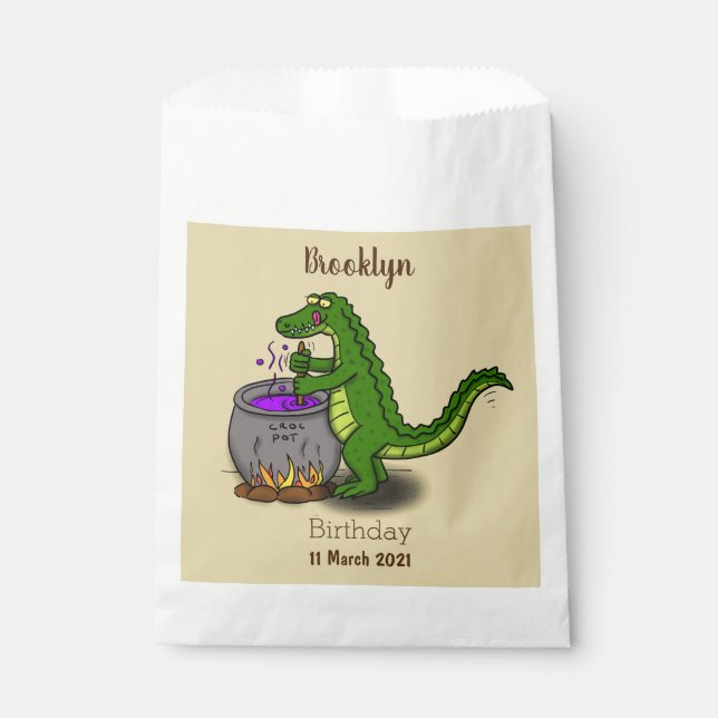 Funny Green Alligator Koch Cartoon Geschenktütchen (Vorderseite)
