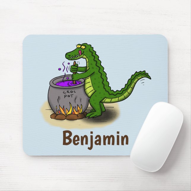Funny Green Alligator Koch Cartoon Mousepad (Mit Mouse)