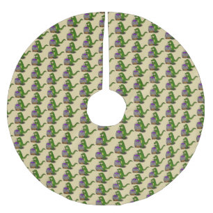 Funny Green Alligator Koch Cartoon Polyester Weihnachtsbaumdecke