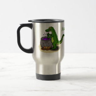Funny Green Alligator Koch Cartoon Reisebecher