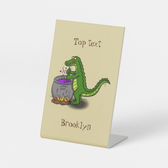 Funny Green Alligator Koch Cartoon Sockelschild (Vorderseite)