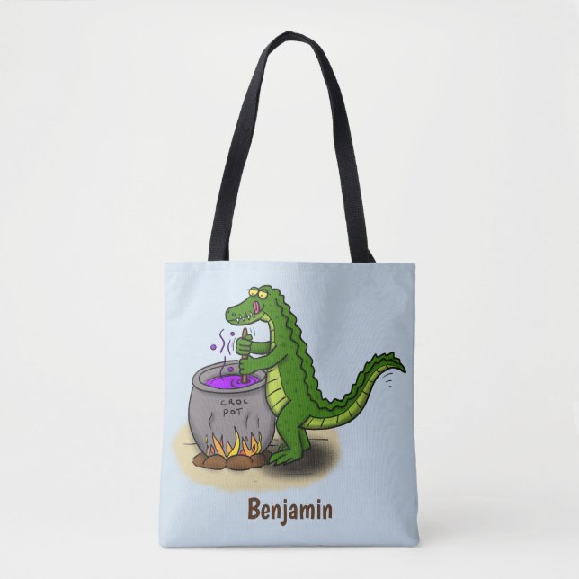 Funny Green Alligator Koch Cartoon Tasche (Vorderseite)