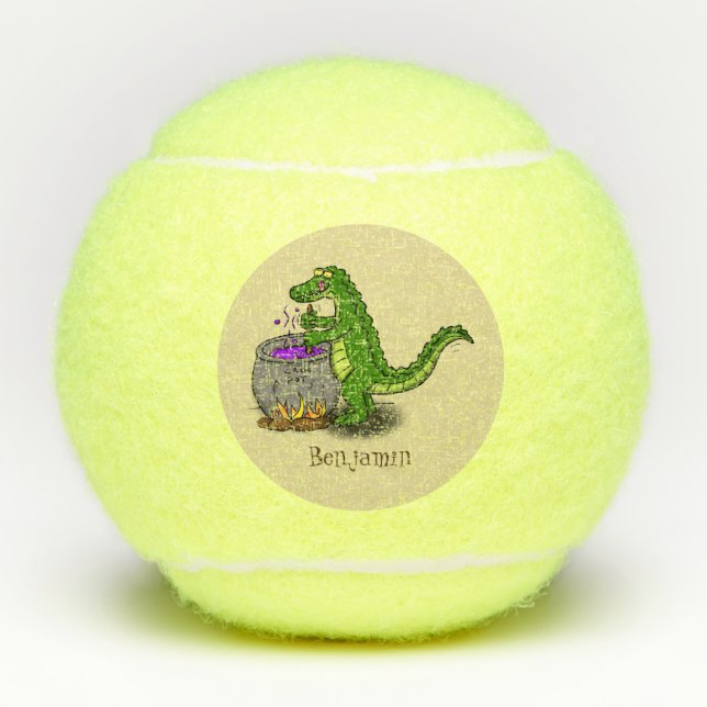 Funny Green Alligator Koch Cartoon Tennisbälle (Vorderseite)