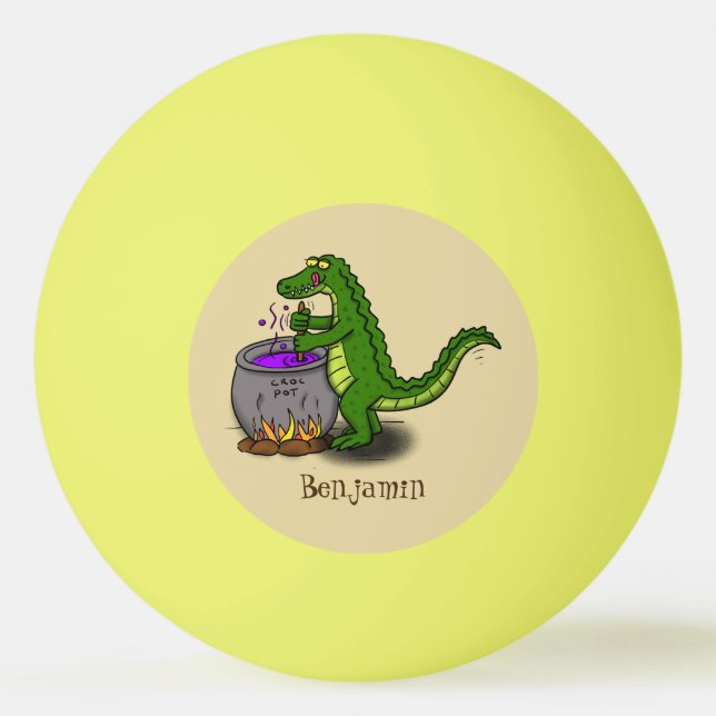 Funny Green Alligator Koch Cartoon Tischtennisball (Vorderseite)