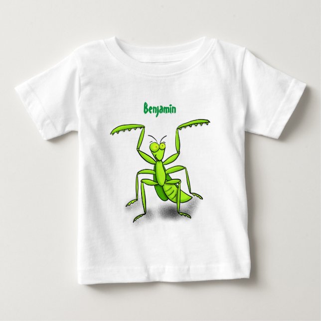 Funny green beten mantis Cartoon Illustration Baby T-shirt (Vorderseite)