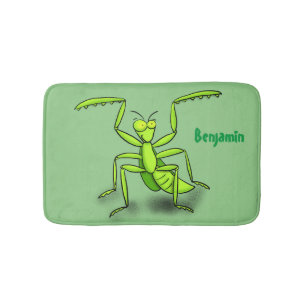 Funny green beten mantis Cartoon Illustration Badematte