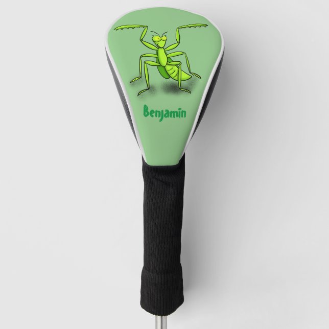 Funny green beten mantis Cartoon Illustration Golf Headcover (Vorderseite)