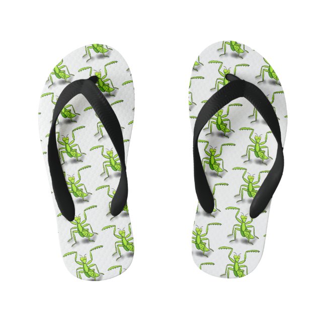 Funny green beten mantis Cartoon Illustration Kinderbadesandalen (Fußbett)