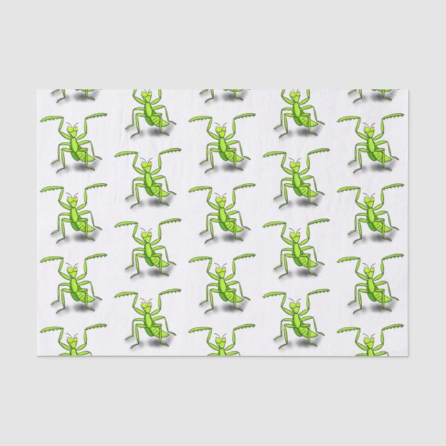 Funny green beten mantis Cartoon Illustration Seidenpapier (Vorderseite)