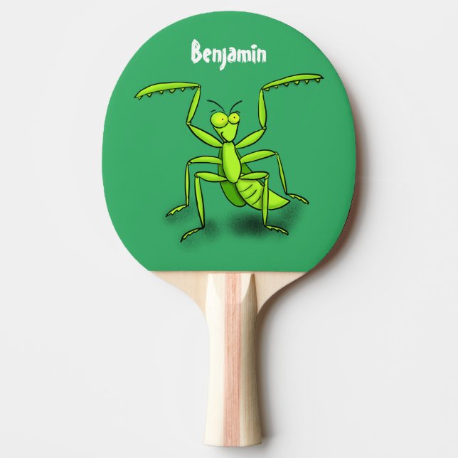 Funny green beten mantis Cartoon Illustration Tischtennis Schläger (Vorderseite)