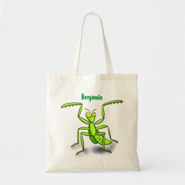 Funny green beten mantis Cartoon Illustration Tragetasche (Vorne)