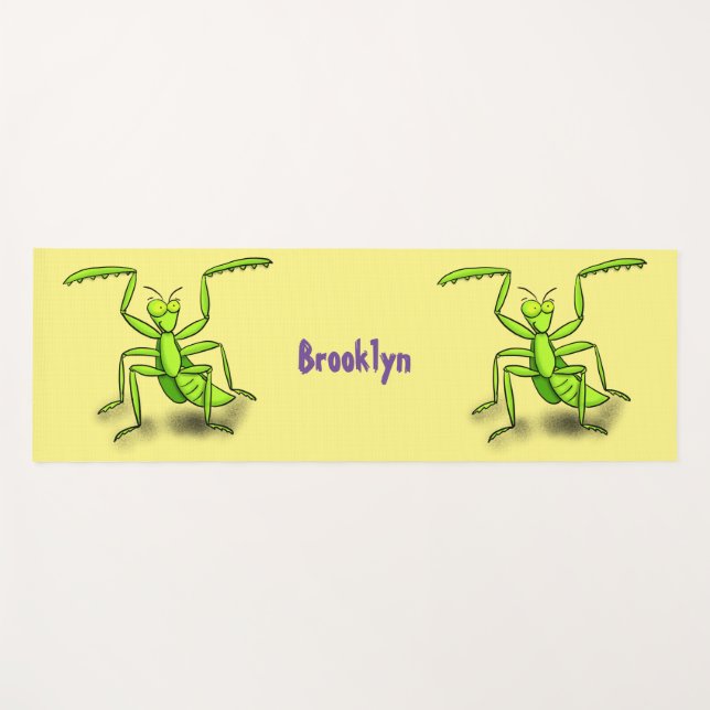 Funny green beten mantis Cartoon Illustration Yogamatte (Vorderseite (Horizontal))