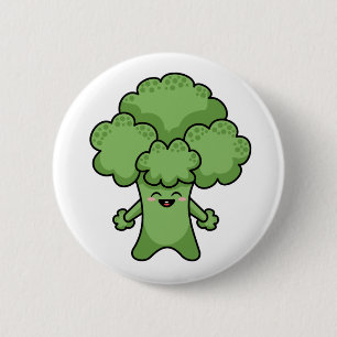 Funny Green Broccoli Button