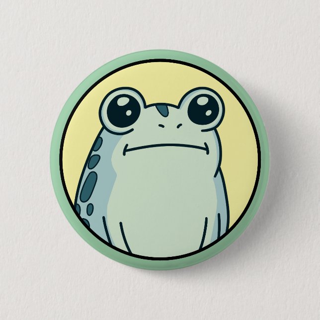 Funny Green Deadpan Frog Toad  Button (Vorderseite)