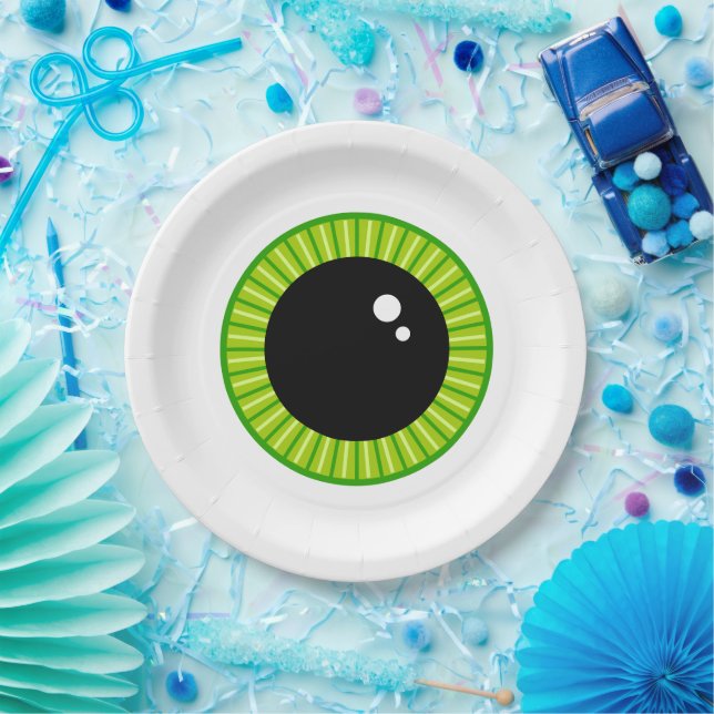 Funny Green Eyeball Pappteller (Party)