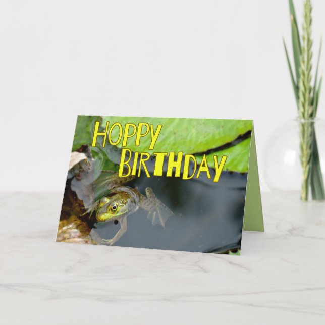 Funny Green Frog Hoppy Geburtstagskarte Karte (Vorderseite)