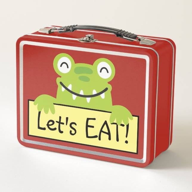 Funny Green Frog School Buddy Personalisiert Metall Brotdose (Vorderseite)