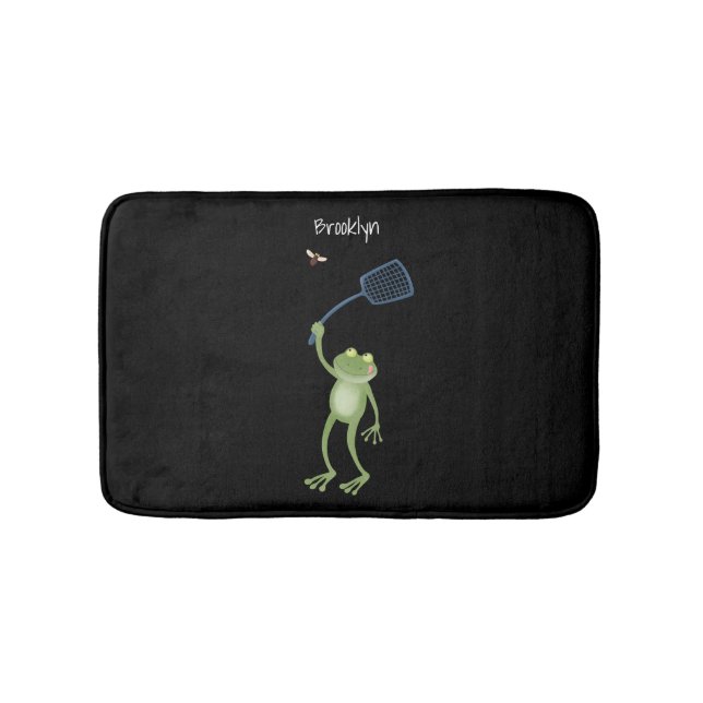 Funny green frog swatfly Cartoon Badematte (Vorderseite)