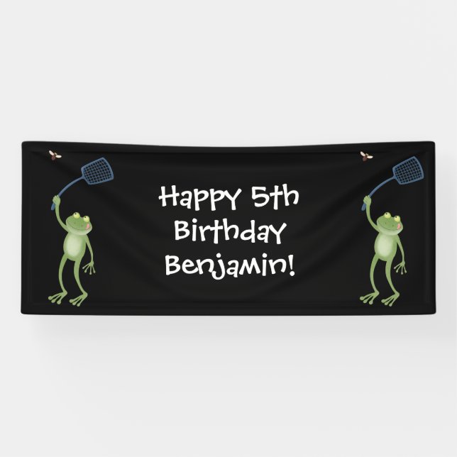 Funny green frog swatfly Cartoon Banner (Horizontal)