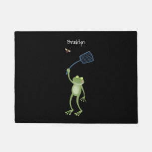 Funny green frog swatfly Cartoon Fußmatte