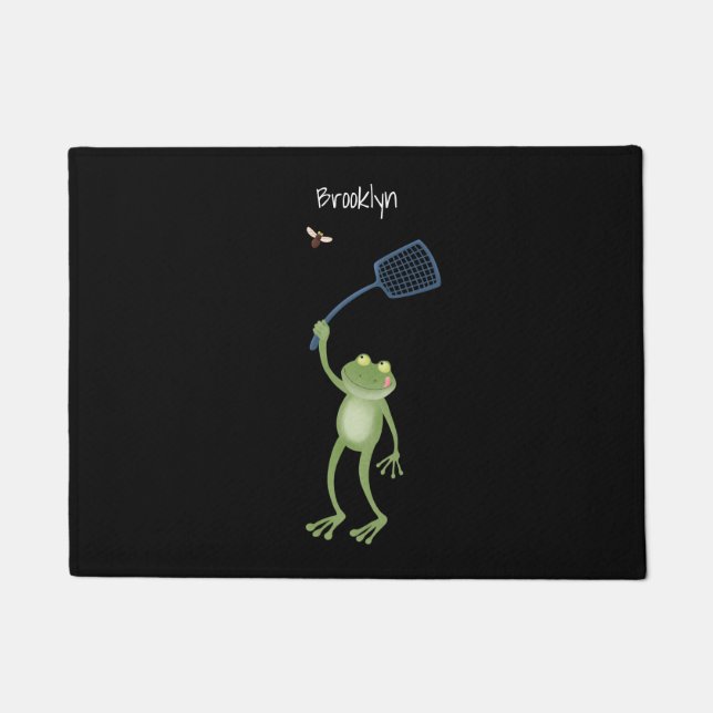 Funny green frog swatfly Cartoon Fußmatte (Vorderseite)