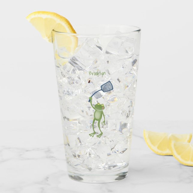 Funny green frog swatfly Cartoon Glas (Vorderseite Ice)