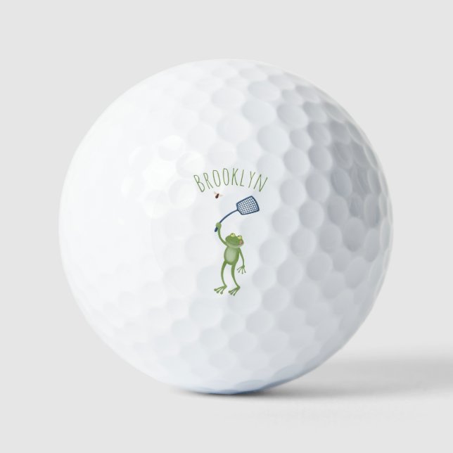 Funny green frog swatfly Cartoon Golfball (Vorderseite)