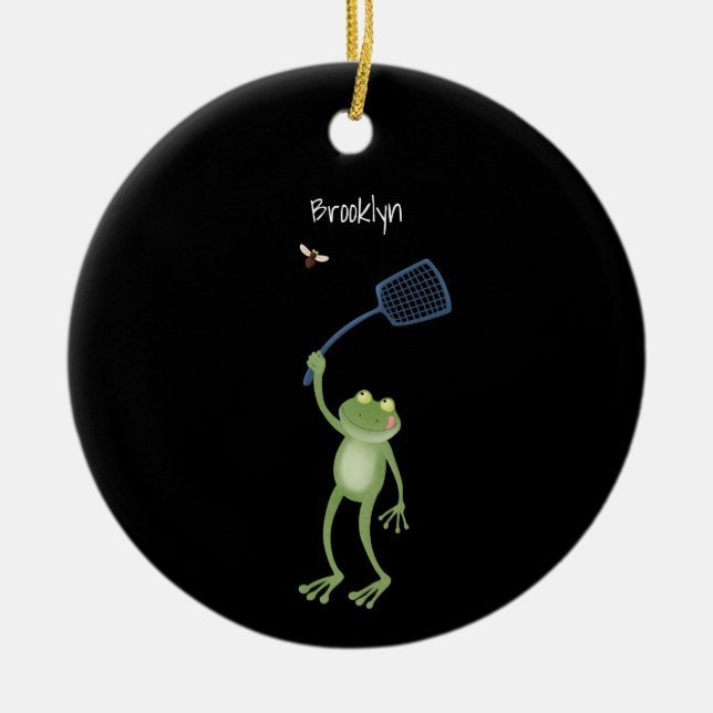 Funny green frog swatfly Cartoon Keramik Ornament (Vorne)