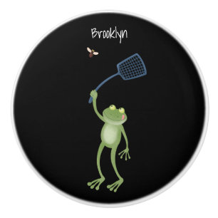 Funny green frog swatfly Cartoon Keramikknauf