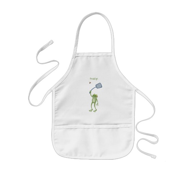 Funny green frog swatfly Cartoon Kinderschürze (Vorne)
