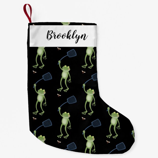 Funny green frog swatfly Cartoon Kleiner Weihnachtsstrumpf (Vorderseite)
