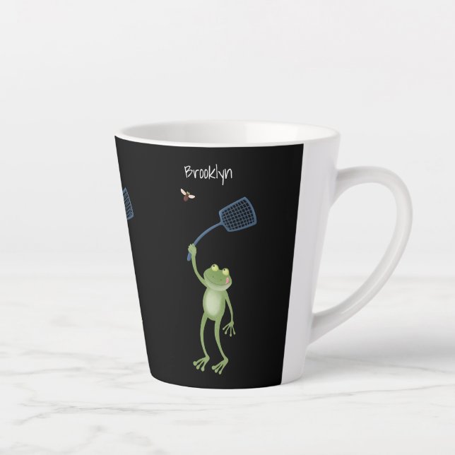 Funny green frog swatfly Cartoon Milchtasse (Rechts)