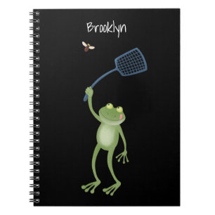 Funny green frog swatfly Cartoon Notizblock