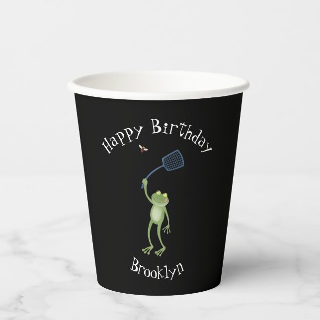 Funny green frog swatfly Cartoon Pappbecher (Vorderseite)