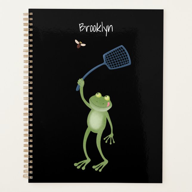 Funny green frog swatfly Cartoon Planer (Vorderseite)