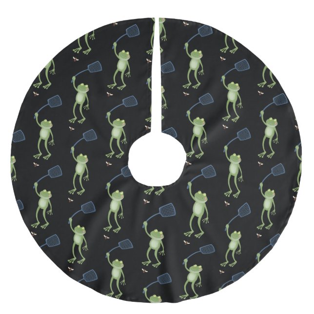 Funny green frog swatfly Cartoon Polyester Weihnachtsbaumdecke (Vorderseite)