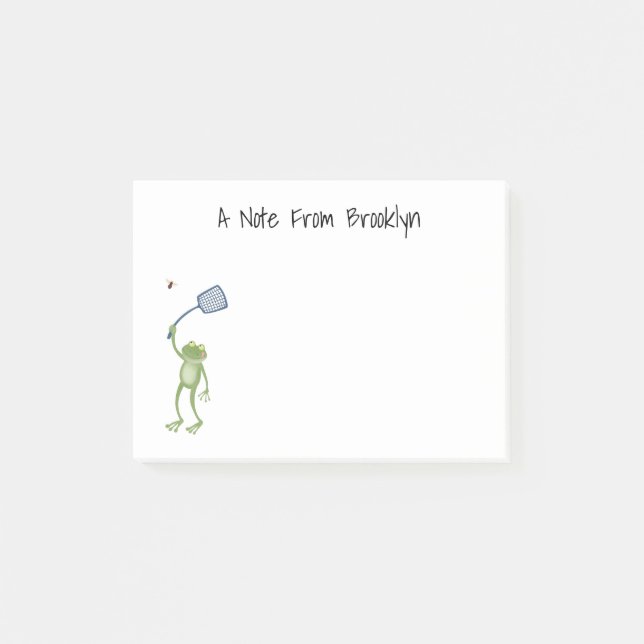 Funny green frog swatfly Cartoon Post-it Klebezettel (Vorderseite)