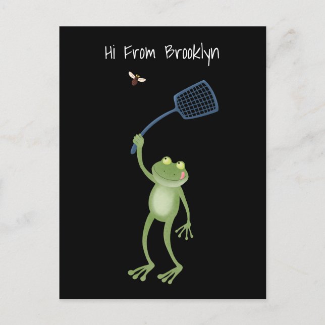 Funny green frog swatfly Cartoon Postkarte (Vorderseite)