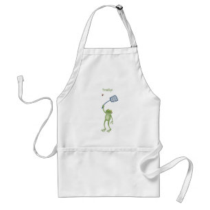 Funny green frog swatfly Cartoon Schürze