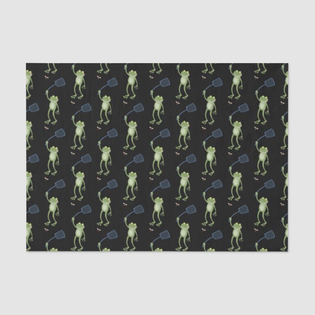 Funny green frog swatfly Cartoon Seidenpapier (Vorderseite)